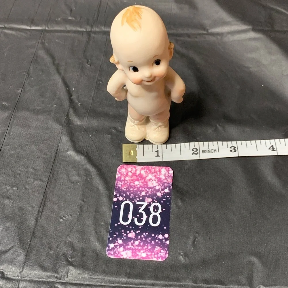 Kewpie Porcelain Baby Beige Chubby Belly and Shoes Vintage Collectable Big Eyes